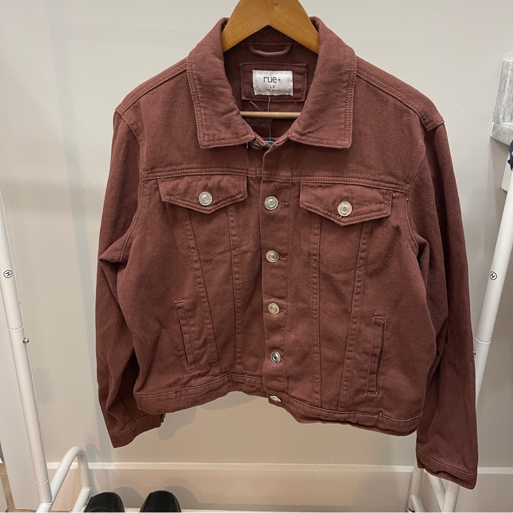 Rue+ Women's Brown denim Jacket size 1X NEW - Picture 2 of 5
